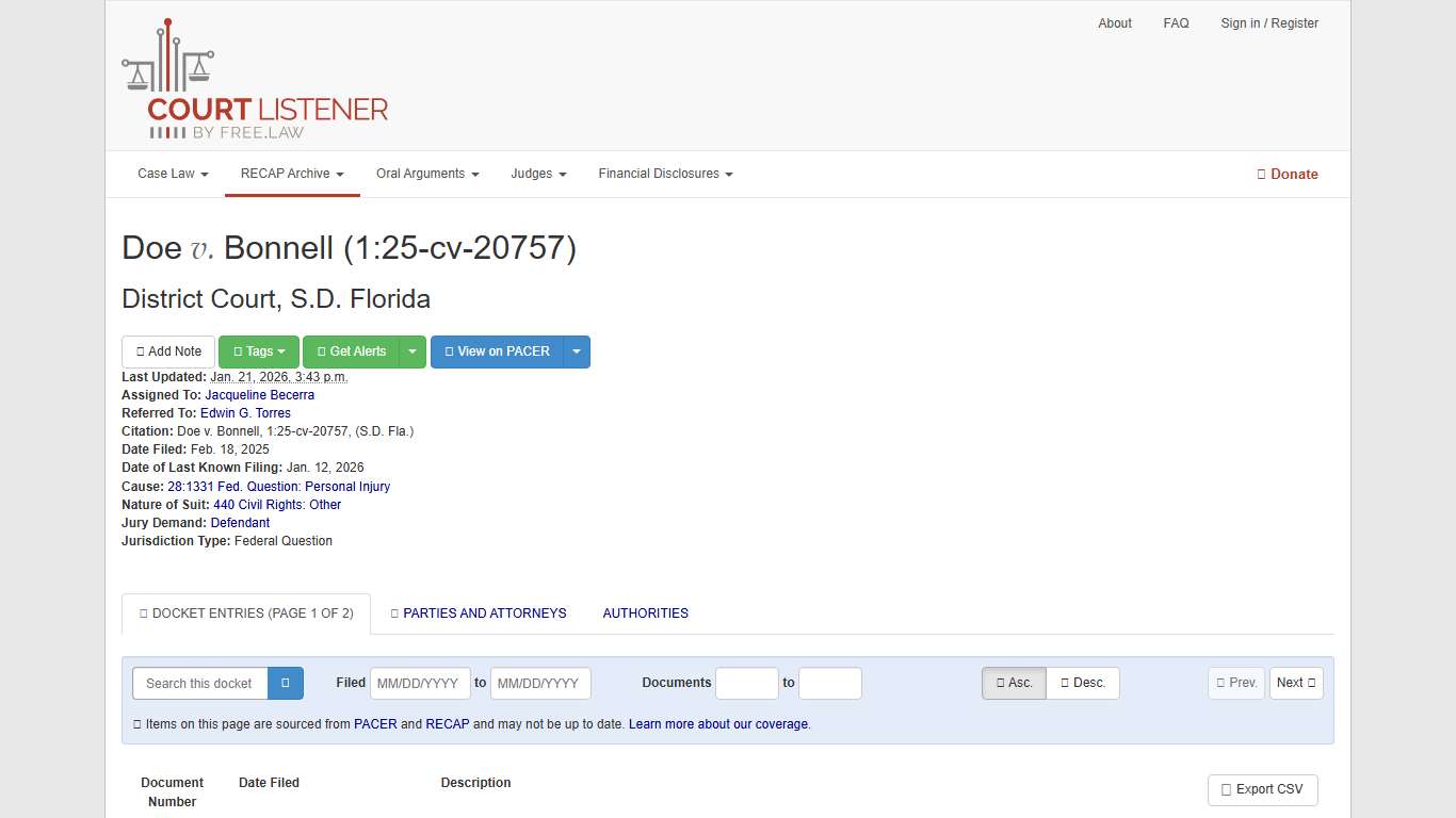 Doe v. Bonnell, 1:25-cv-20757 – CourtListener.com