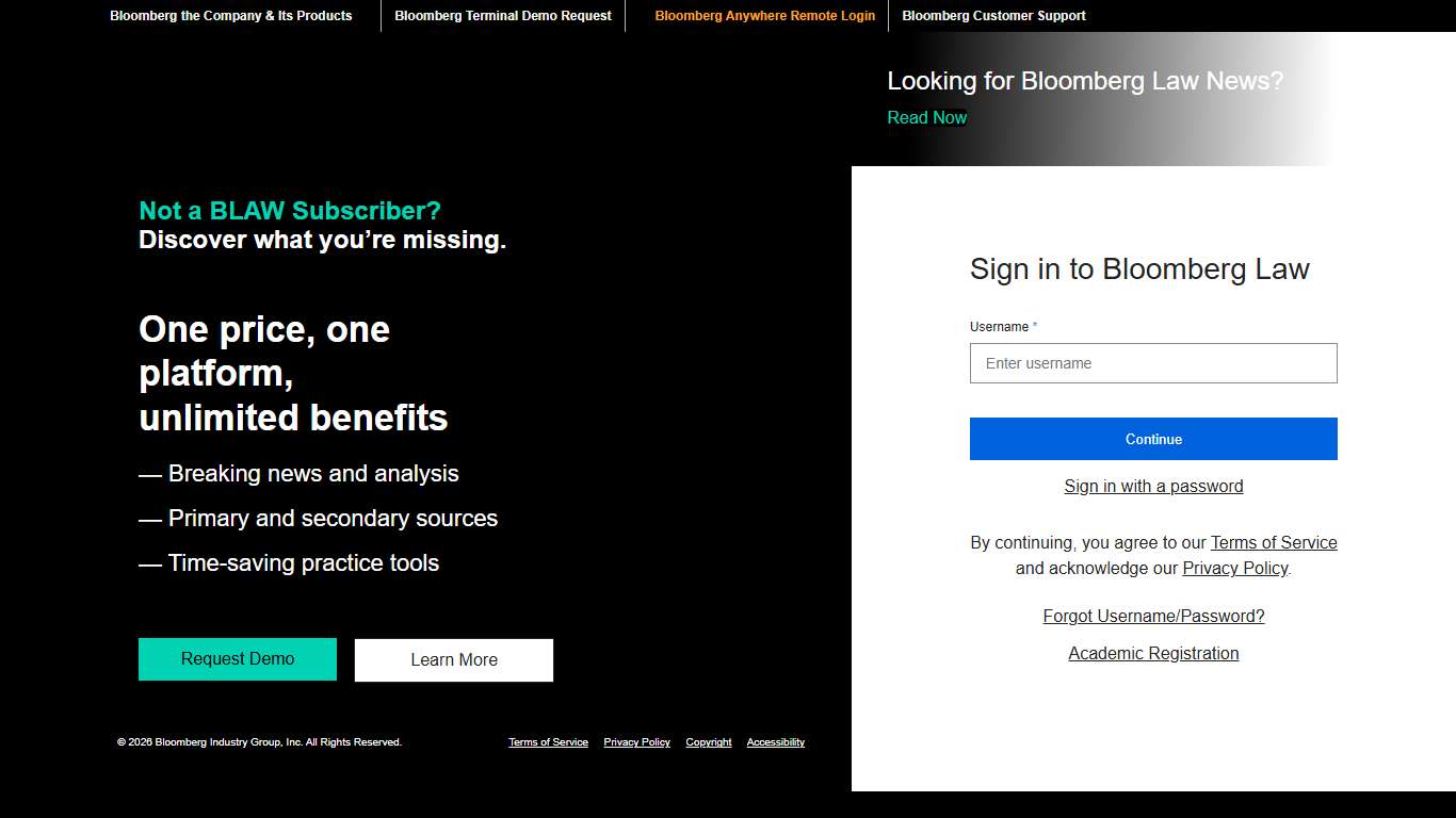 Bloomberg Law - Product Log In